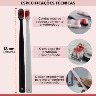 Imagem de escova com coração love para presente、escova super macia formatura、presente dia dos namorados escova dental ((8) Escovas Preto/Gelo)