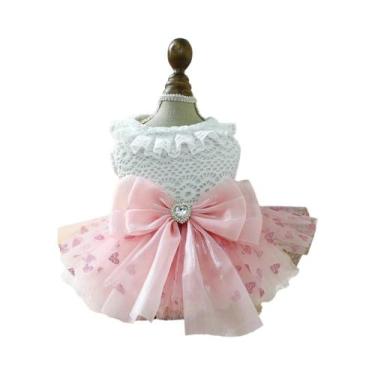 Imagem de Vestido De Casamento Para Cães Com Saia Puff Em Forma De Coração Rosa,