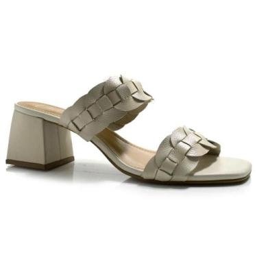 Imagem de Tamanco de Couro e Salto Bloco Suzzara, Off white, 37