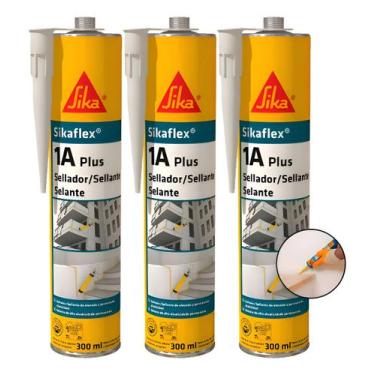 Imagem de Kit 3 Sikaflex 1a Plus 300ml Branco Selante Elástico Construção