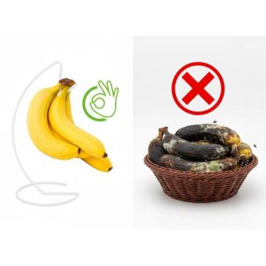 Imagem de Suporte de Mesa para Cacho de Bananas Fruteira Gancho para Pendurar Ba
