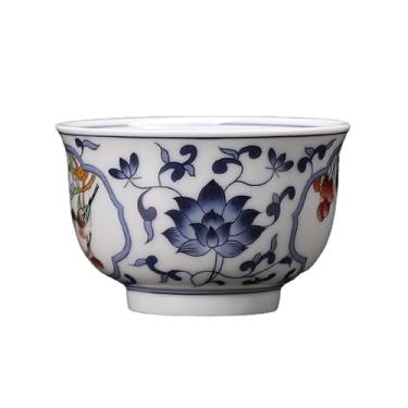 Imagem de Xícaras de chá de cerâmica com imagens azuis e brancas. Capacidade: 4,3-D