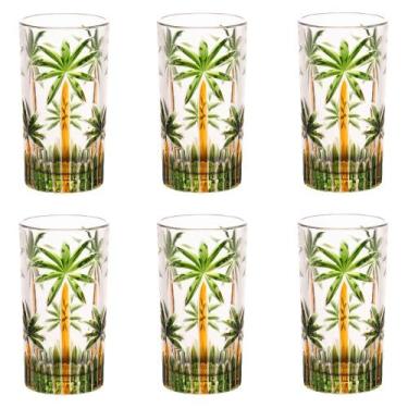 Imagem de Conjunto 6 Copos Altos de Cristal 360ml Palm Tree Handpaint Wolff
