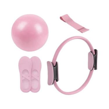 Imagem de Conjunto De Bola E Anel De Pilates Com Faixa De Resistência Para Exerc