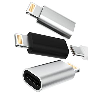 Imagem de Adaptador USB C para Lightning Conversor Jack (pacote com 3) para Apple iPhone14 Pro Max Tipo C fêmea Lightning adaptador macho para iPad, conector de carregamento, divisor de porta, cabo Android