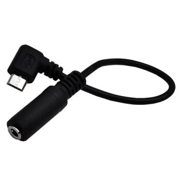 Imagem de BVAZTVP Cabo adaptador de áudio micro USB macho para fêmea de 3,5 mm para áudio AUX fone de ouvido, microfone, smartphone e câmera 15 cm