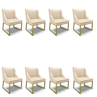 Imagem de Cadeira Sala de Jantar Industrial Dourado kit 8 Liz Sintético D03 - D'Rossi