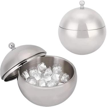 Imagem de Balde de gelo com tampa isolamento duplo de aço inoxidável recipiente de gelo caixa de armazenamento doméstico barril de cozinha restaurante bar utensílios de mesa acessórios