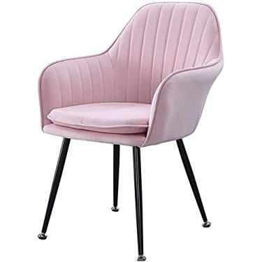 Imagem de Cadeira de jantar moderna de veludo com pernas de metal, almofada macia, poltrona – Cadeira de café elegante para sala de estar, quarto, escritório – Mobiliário confortável