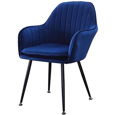 Imagem de Cadeira de jantar moderna de veludo com pernas de metal, almofada macia, poltrona – Cadeira de café elegante para sala de estar, quarto, escritório – Mobiliário confortável