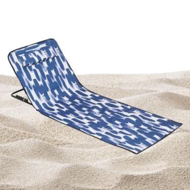 Imagem de Cadeira de praia | Cadeira de praia dobrável para bronzeamento, tapete portátil de 159,8 x 51,8 x 37,8 cm com encosto de cabeça para crianças, quintal, acampamento à beira-mar