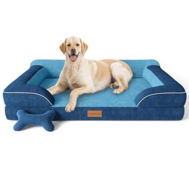 Imagem de Cama para Perro CWAWZ Jumbo Ortopédica con Gel Refrescante 114x89cm Az