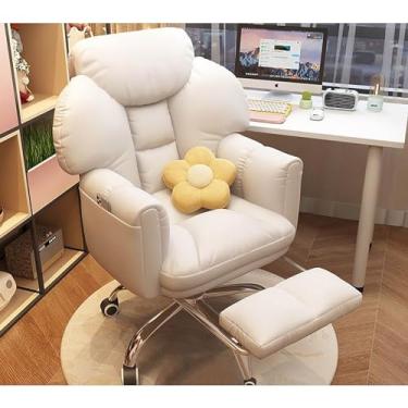 Imagem de Cadeira ergonômica para computador com apoio para os pés e apoio lombar, cadeira gamer com encosto alto para escritório ou casa - cadeira de escritório de tecido