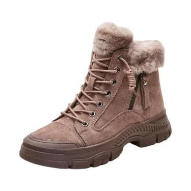 Imagem de Botas De Inverno Femininas Para Neve, Quentes, Com Pelúcia, Sola Gross