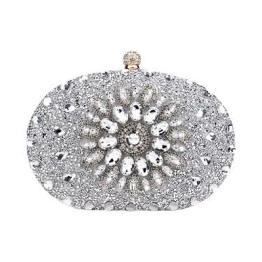 Imagem de Bolsa De Noite Com Strass De Diamante, Clutch De Metal Com Corrente, B