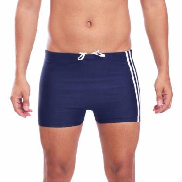 Imagem de Sunga Boxer Masculina Box Praia Piscina Verão Forrada FMF Azul Marinho-Masculino