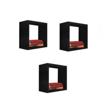 Imagem de Kit 3 Nicho Decorativo 55X55X15 cm Em Mdf Cor:Preto - Móveis Trovarell