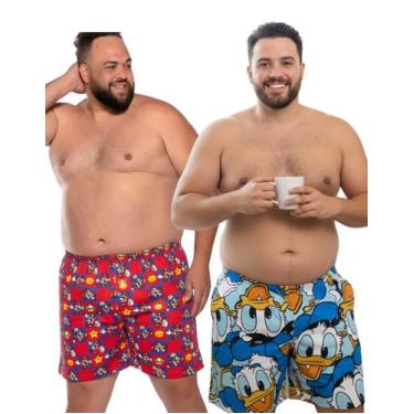 Imagem de Kit 2x Samba Canção Roupa De Dormir Pijama Masculino Plus Size Estampa