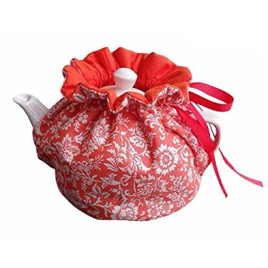 Imagem de Chá floral aconchegante chá de algodão aconchegante, capa decorativa vintage à prova de poeira bule de chá com almofada de isolamento para manter o chá quente, decoração de casa de cozinha para mãe