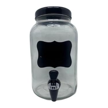 Imagem de Suqueira De Vidro Unica Capacidade. 3 Litros De Vidro + Adesivo lousa e giz - Kombucha ou Eventos(PRETA)