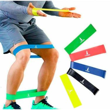 Imagem de Kit 5 Faixas Elásticas Exercícios Pilates Ginástica