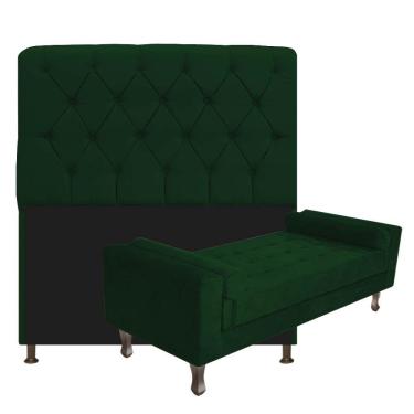 Imagem de Cabeceira Lady e Recamier Félix 195 Cm King Size Suede Verde