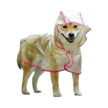 Imagem de Capa De Chuva Transparente Para Cães Pequenos Com Capuz Em PVC Macio -