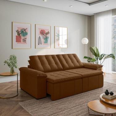 Imagem de Sofá Cama Retrátil e Reclinável 3 Lugares 260cm Veludo com Molas Palme