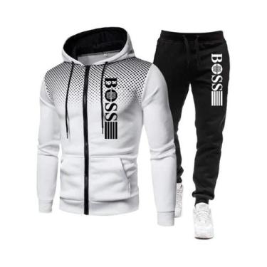 Imagem de Conjunto De Moletom Com Zíper E Calças Casuais Para Homens, Roupas Esp