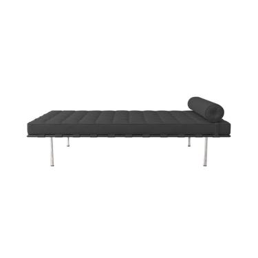Imagem de Couch Barcelona Inox Em Couro Natural Preto