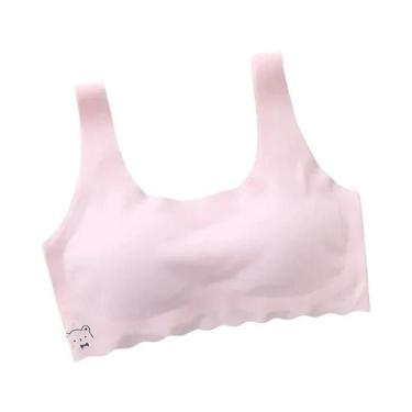 Imagem de Sutiã De Treino Sem Costura Para Meninas, Branco E Rosa, 1 Peça, Colet
