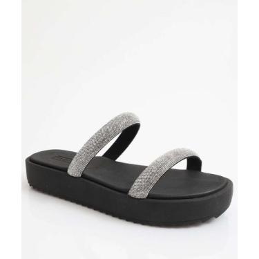 Imagem de Tamanco Feminino Flatform Tiras Moleca Preto-34080, Preto, 36