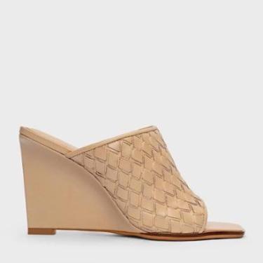 Imagem de Tamanco / Open Mule Anabela em Couro Tressê Bege / Nude Carrano-Feminino