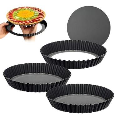 Imagem de Kit 3 Forma Torta Crespa Antiaderente Fundo Removível 26cm - Wellmix