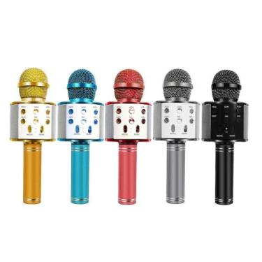 Imagem de Microfone Karaoke Bluetooth 2 Alto-falant Usb Ws-858 - cem, Azul