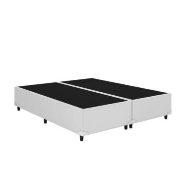 Imagem de Base Box Queen Bipartido material sintético Branco 158x198 Blindado - 
