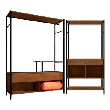 Imagem de Guarda Roupa Closet Barcelona Com Modular Paris Preto/Demolição BP - Combo Stock