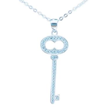 Imagem de Colar Prata Com Pingente Chave Cravejado Zircônia