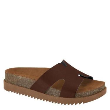 Imagem de Tamanco Feminino Flatform Sandália Conforto Moleca 5500100 - Chocolate