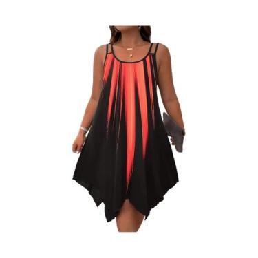 Imagem de Vestido feminino plus size elegante estilo boêmio com alça dupla e est