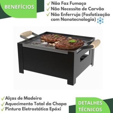Imagem de Churrasqueira A Álcool Rechaud Chapa Bifeteira Portátil - Metalcromo