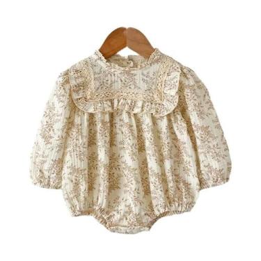 Imagem de Macacão Floral De Musselina Para Bebês Meninas 0-24M, Roupa De Bebê Re