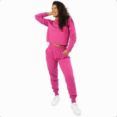 Imagem de Conjunto Moletom Feminino Blusa Cropped e Calça Jogger-Feminino