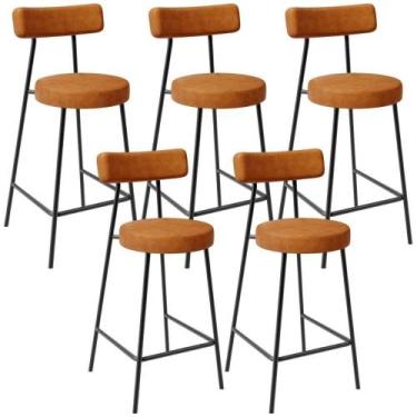 Imagem de Kit 05 Banquetas Baixa Para Cozinha Sala De Jantar Bar Bancada Milão L