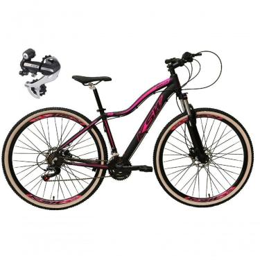 Imagem de Bicicleta Aro 29 Ksw Mwza 24v Câmbio Shimano Acera K7 Garfo Trava Freio A Disco - Preto/rosa Tam.17