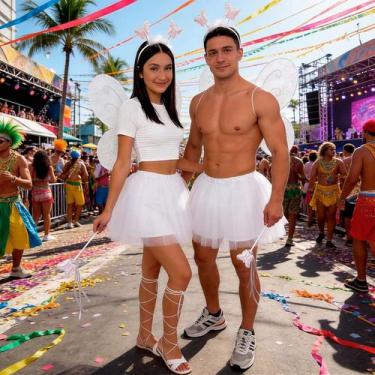 Imagem de Fantasia Fada Adulto Feminina ou Masculina Kit Asa Borboleta Tiara Var