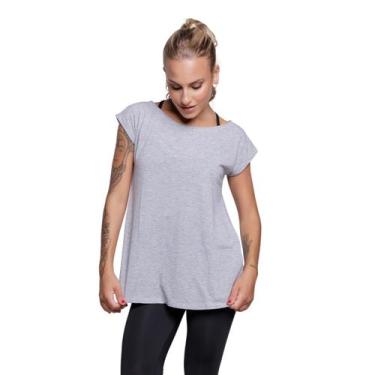 Imagem de Blusa Fitness Mullet Feminina Tela Vazada Treino - Vekyo, Cinza, G, Fe