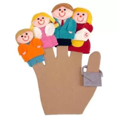 Imagem de Kit de dedoches 3d em feltro família branca 4 peças - hannickel - 7, U