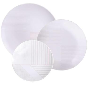 Imagem de Jogo De Pratos Tramontina Grid Em Porcelana Decorada 12 Peças - 96589031