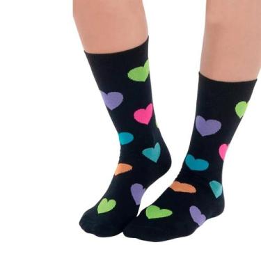 Imagem de Meia Dantelle Street Cano Longo DeMillus 204955 Corações Coloridos